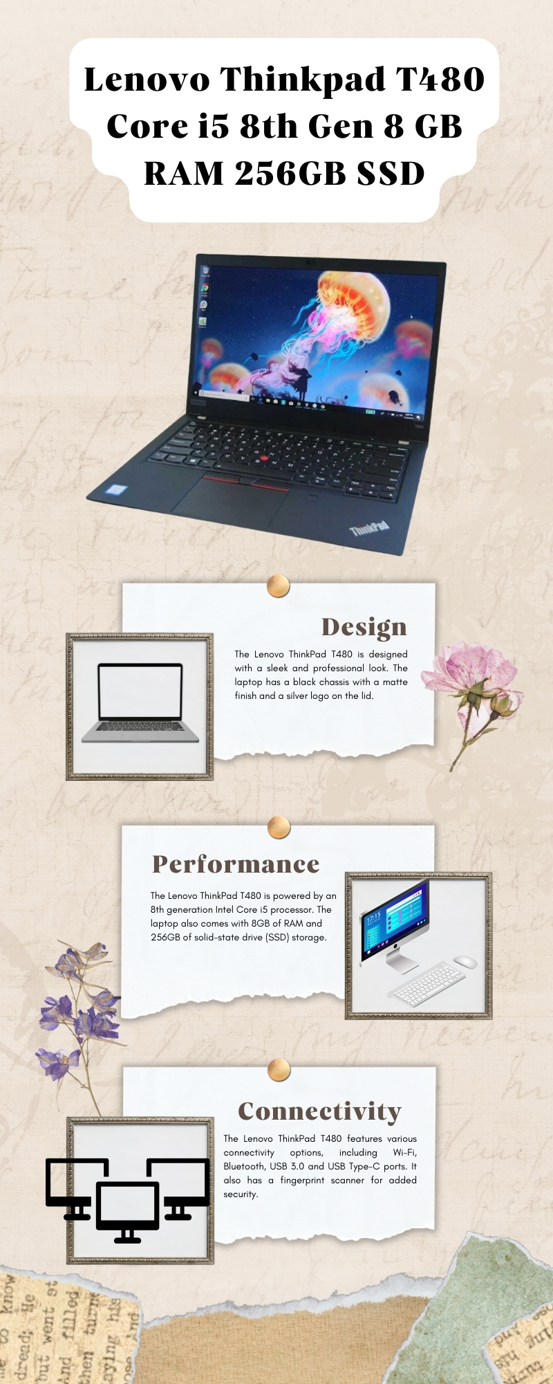 Lenovo Thinkpad T480 Core i5 8th Gen 8 GB RAM 256GB SSD